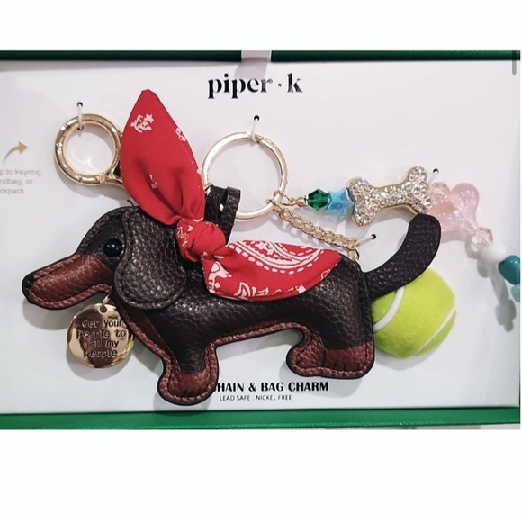 NWT ⚜️🤎⚜️ PIPER K Adorable Dachshund Doggie Key Chain Bag Charm - Picture 3 of 15